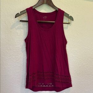 LOFT Red Sleeveless Tank Top with Scoop Neckline